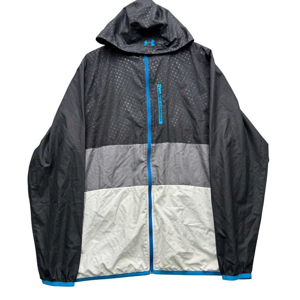 Under Armour AllSeasonGear Windbreaker Jacket Mens XL Black Blue MagZip Outdoor